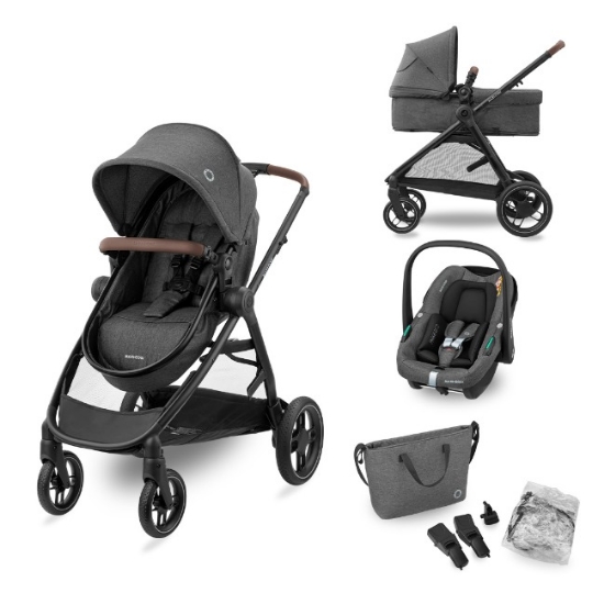 Slika Maxi-Cosi kolica  3u1 Zelia S Trio + košara + autosjedalica - Dark Grey