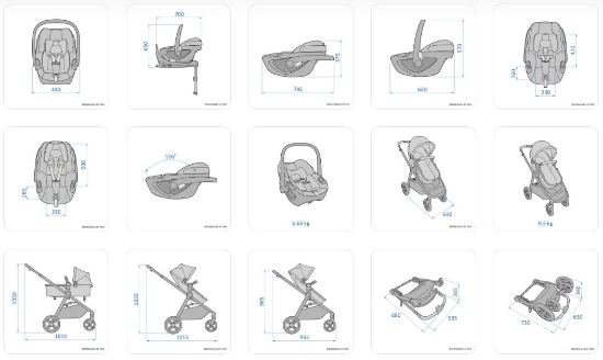 Slika Maxi-Cosi kolica  3u1 Zelia S Trio + košara + autosjedalica - Dark Grey