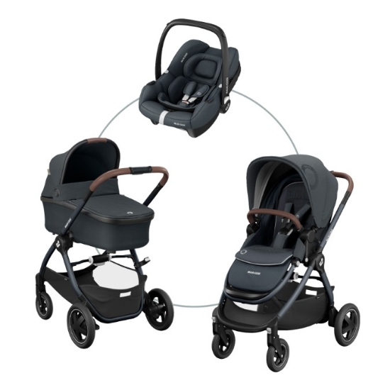 Slika Maxi-Cosi kolica Trio 3u1 Adorra2 + košara Oria + autosjedalica Cabriofix i-Size - Essential Graphite