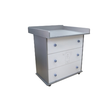 Slika Komoda za previjanje medjvjedić s leptirom bijelo sivi - DREWEX 