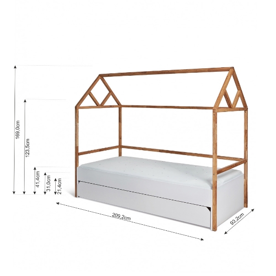 Slika Krevet kućica s ladicom 200 x 90 cm bijela Bellamy Lotta 