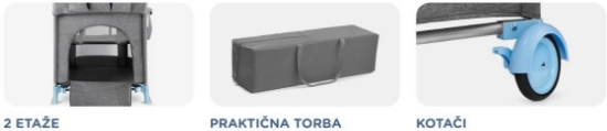 Slika Kinderkraft Joy putni krevetić s dodacima, siva/roza 