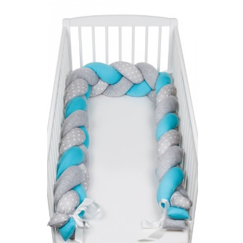 Prikažite detalje za  SuperMami ogradica pletenica 280 cm, zvjezdice sivo-plava  Slika  SuperMami ogradica pletenica 280 cm, zvjezdice sivo-plava