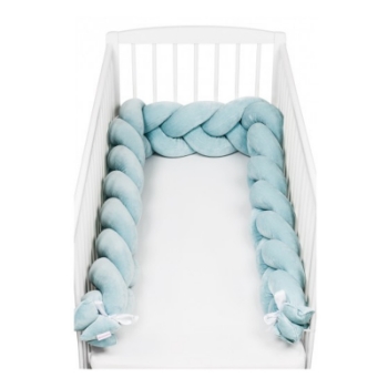 Prikažite detalje za SuperMami ogradica pletenica za dječji krevetić velur 300 cm, mint-patina  Slika SuperMami ogradica pletenica za dječji krevetić velur 300 cm, mint-patina