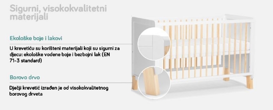 Slika Kinderkraft NICO krevetić za bebe, bijeli 