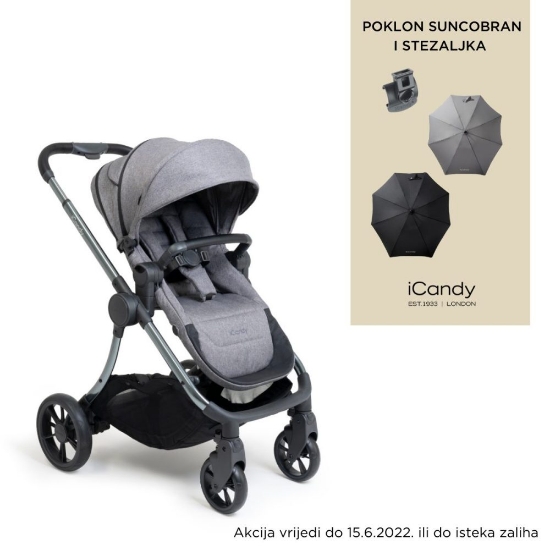 Slika iCandy Lime Lifestyle kolica, Phantom Charcoal Combo, siva, crno podvozje