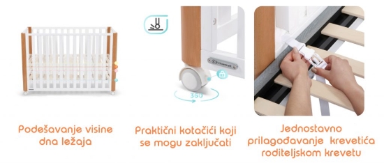 Slika Kinderkraft KOYA krevetić za bebe 4 u 1 + madrac 