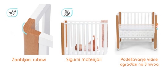 Slika Kinderkraft KOYA krevetić za bebe 4 u 1 + madrac 