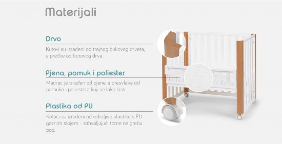 Slika Kinderkraft KOYA krevetić za bebe 4 u 1 + madrac 