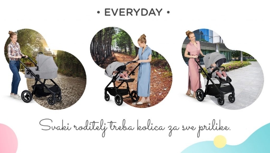 Slika Dječja kolica Everyday 2u1 light gray CZM Kinderkraft