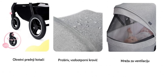 Slika Dječja kolica Everyday 2u1 light gray CZM Kinderkraft