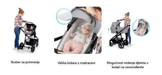 Slika Dječja kolica Everyday 2u1 light gray CZM Kinderkraft