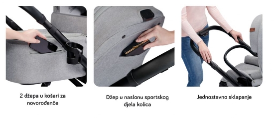 Slika Dječja kolica Everyday 2u1 light gray CZM Kinderkraft