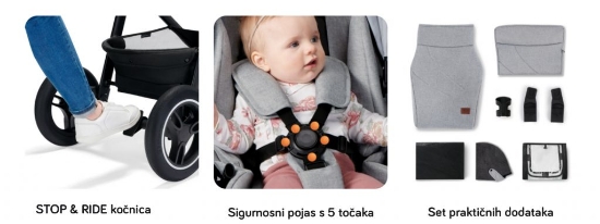 Slika Dječja kolica Everyday 2u1 light gray CZM Kinderkraft