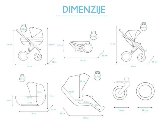 Slika Dječja kolica Kunert Lazzio CZA, boja 12 3u1 B