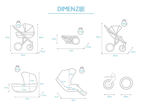 Slika Dječja kolica Kunert Molto Premium Gold, boja 03 3u1 B