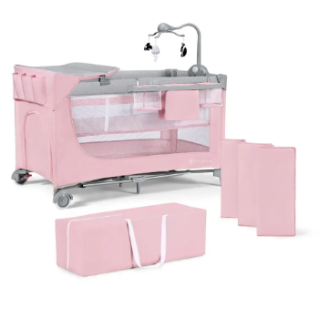 Slika Kinderkraft LEODY putni krevetić s dodacima, rozi 