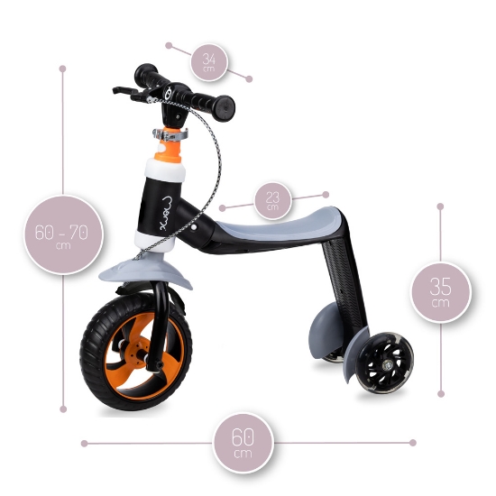Slika MoMi ELIOS balans bicikl i romobil, orange 