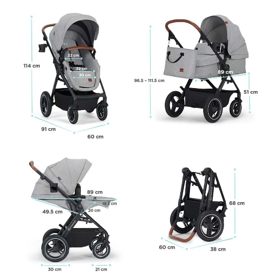 Slika Dječja kolica B-TOUR 3u1 light gray CZM Kinderkraft