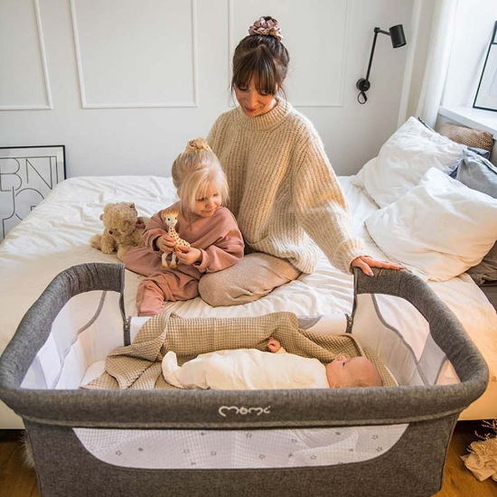 Slika MoMi SMART BED krevetić za bebe 4 u 1, siva 