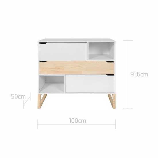 Slika Bellamy Tatam komoda s 3 ladice, white/pine