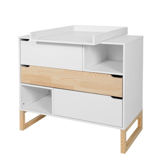 Slika Bellamy Tatam komoda s 3 ladice, white/pine