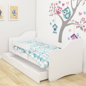 Slika Dječji krevet ACMA III bez motiva, bočna bijela + ladica 180x80 cm