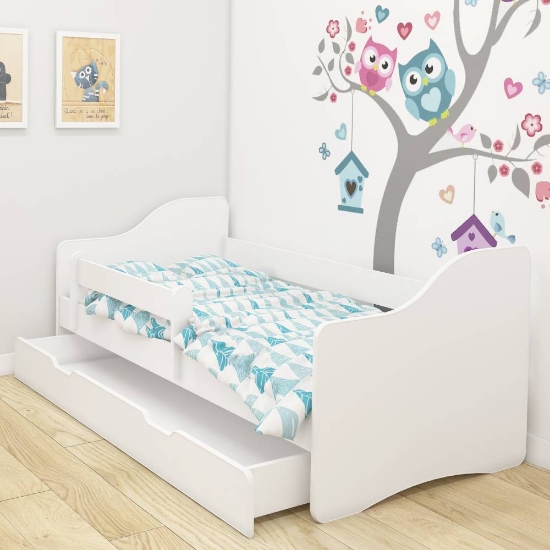 Slika Dječji krevet ACMA III bez motiva, bočna bijela + ladica 180x80 cm