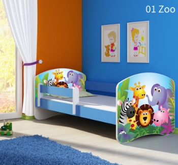 Slika Dječji krevet ACMA s motivom, bočna plava 180x80 cm