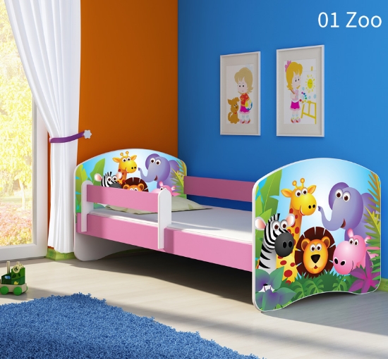 Slika Dječji krevet ACMA s motivom, bočna roza 160x80 cm