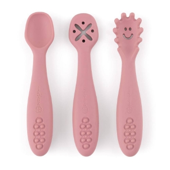 Slika PETITE&MARS Silikonske žlice za trening od 3 kom 6 m+ Take&Match, Dusty Rose
