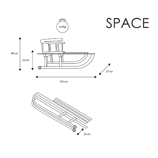 Slika  Sklopive dječje sanjke - Kunert Space