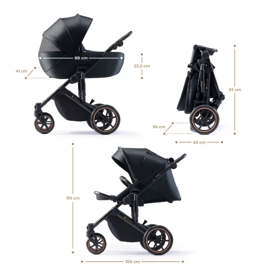 Slika Dječja kolica PRIME 2 MINK PRO 3u1, Venezian Black Kinderkraft 