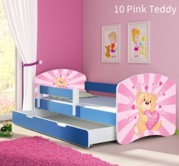 Slika Dječji krevet ACMA s motivom, bočna plava + ladica 140x70 cm - 10 Pink Teddy Bear