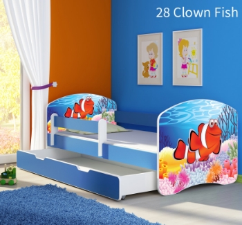 Slika Dječji krevet ACMA s motivom, bočna plava + ladica 140x70 cm - 28 Clown Fish