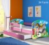 Slika Dječji krevet ACMA s motivom, bočna roza + ladica 140x70 cm - 34 Farm