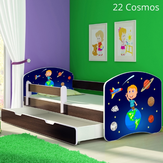 Slika Dječji krevet ACMA s motivom, bočna wenge + ladica 140x70 cm - 22 Cosmos
