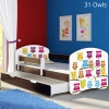 Slika Dječji krevet ACMA s motivom, bočna wenge + ladica 140x70 cm - 31 Owls