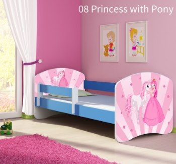Slika Dječji krevet ACMA s motivom, bočna plava 140x70 cm  - 08 Princess with Pony