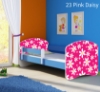 Slika Dječji krevet ACMA s motivom, bočna plava 140x70 cm  - 23 Pink Daisy
