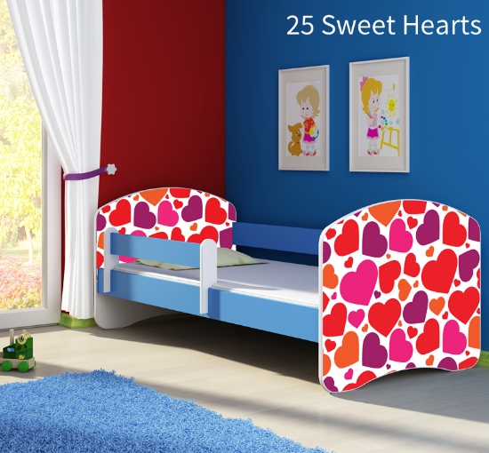 Slika Dječji krevet ACMA s motivom, bočna plava 140x70 cm  - 25 Sweet hearts