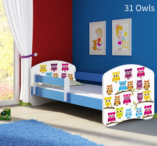 Slika Dječji krevet ACMA s motivom, bočna plava 140x70 cm  - 31 Owls