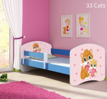 Slika Dječji krevet ACMA s motivom, bočna plava 140x70 cm  - 33 Cats