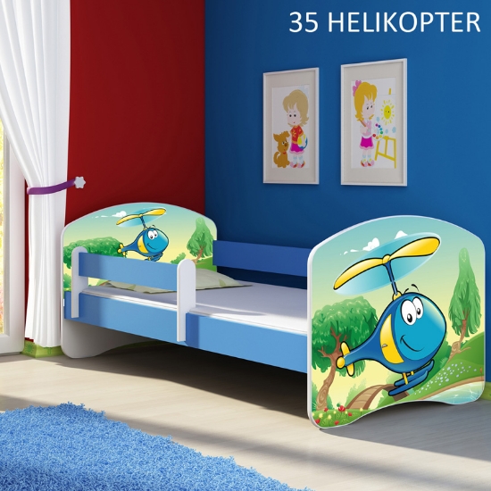 Slika Dječji krevet ACMA s motivom, bočna plava 140x70 cm  - 35 Helikopter