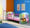 Slika Dječji krevet ACMA s motivom, bočna roza 140x70 cm - 01 Zoo