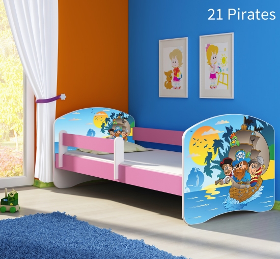 Slika Dječji krevet ACMA s motivom, bočna roza 140x70 cm - 21 Pirates
