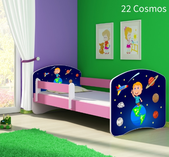 Slika Dječji krevet ACMA s motivom, bočna roza 140x70 cm - 22 Cosmos