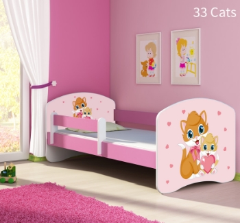 Slika Dječji krevet ACMA s motivom, bočna roza 140x70 cm - 33 Cats