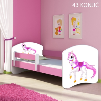 Slika Dječji krevet ACMA s motivom, bočna roza 140x70 cm - 43 Konjić
