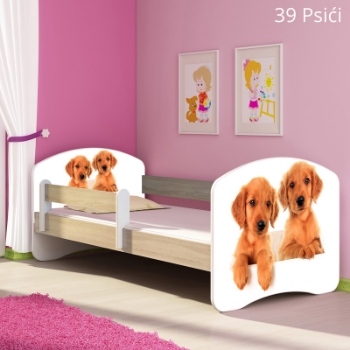 Slika Dječji krevet ACMA s motivom, bočna sonoma 140x70 cm - 39 Psići